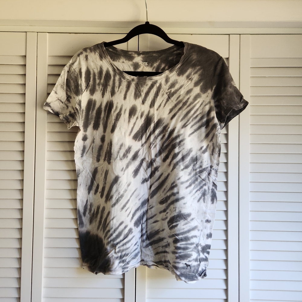 PINK Gray Tie-Dye Women's Top